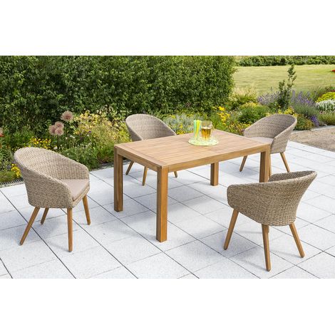 Arrone Set 5tlg 4 Sessel Kissen Tisch 150(200)x90cm
