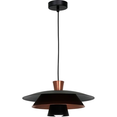 Suspension métal noire/cuivrée Plato Luminex E27 Ø34