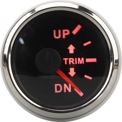 Indicatore di assetto per imbarcazioni in acciaio inox, 52 mm, da DC 9 a 32 V UP DN, misuratore di bilanciamento marino per yacht, quadrante nero con cornice argentata. (1/4)