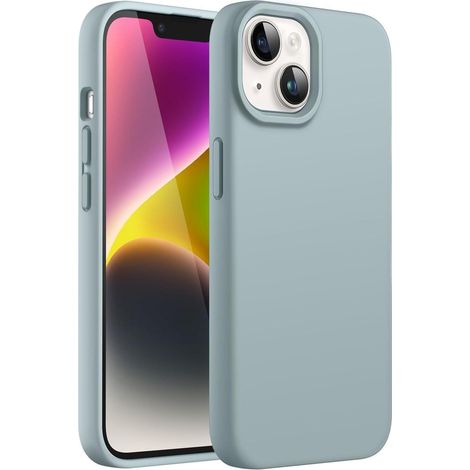 Handyhülle Silikon iPhone14 Stoßfest Mikrofaser Agavengrün (1/5)