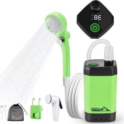 Ducha portátil mejorada: ducha de camping con batería recargable, diseño de fondo sumergible y pantalla digital inteligente. (1/5)