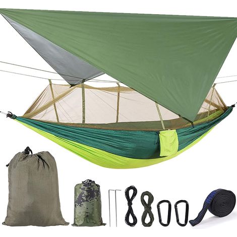 Hängematte mit Moskitonetz, ultraleichte, wasserdichte und tragbare Nylon-Hängemattenplane, Picknickzelt, Hängematte mit Baumgurten für Outdoor-Aktivitäten/Wandern/Reisen