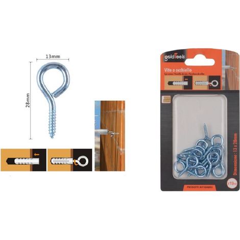 Kaela - Set 19pz Viti Vite A Occhiello Gancio Chiuso 13x28mm Filettatura Per Legno 90720 - (1/2)