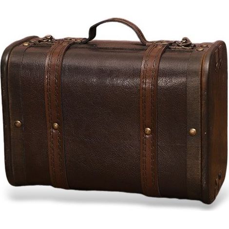 Vintage-Koffer aus Holz und Leder, antike Aufbewahrungsbox, dekoratives Gepäckstück für Fotozubehör und Inneneinrichtung (1/5)