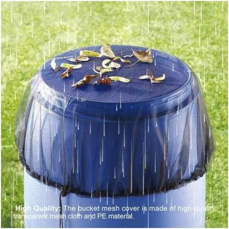 Baril de pluie avec couvercle en filet à cordon de serrage, protecteur de réservoir de seau de collecte pour empêcher les moustiques et les débris d'entrer (97 cm) (1/5)