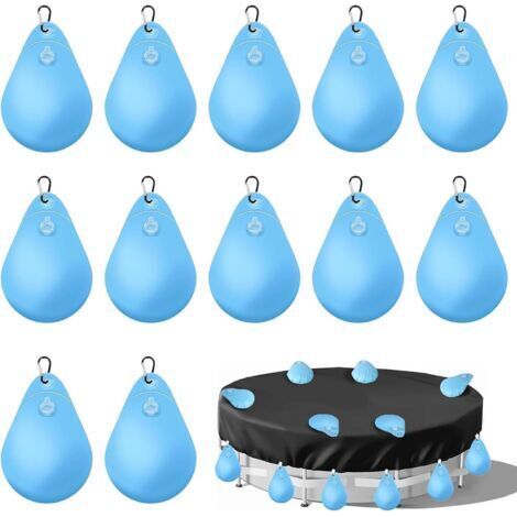 Set mit 12 Wassersäcken für Poolabdeckungen mit Haken, Hochleistungs-Wassersäcke für Poolabdeckungen, PVC, auslaufsicher, Hängesäcke, befüllbar, Gewichte für Winter-Poolabdeckungen