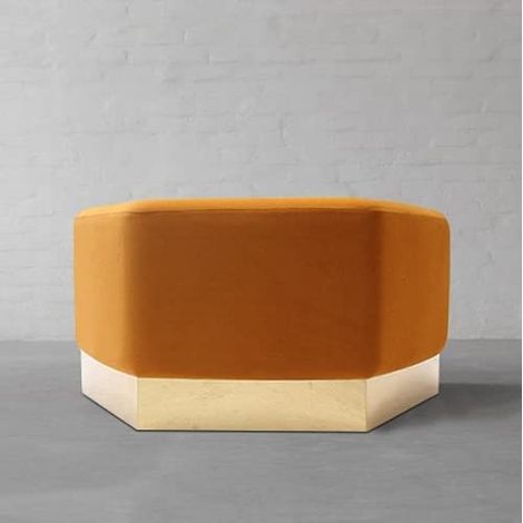 Amore LUX  XL Velvet Pouffe, Footstool, Living Room Furniture, Hexagon Shape, Modern Pouffe, Single, Teal (1/4)