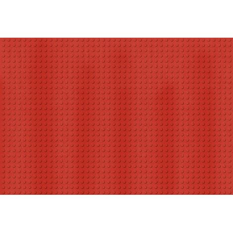 Papier peint panoramique rouge chambre enfant | Tapisserie panoramique rouge chambre garçon| Papier peint panoramique trompe l'oeil lego - 270 x 400 cm (4 pièces) (1/2)