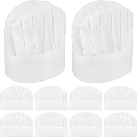 Lot de 10 toques de cuisinier réglables, jetables, pour enfants et femmes, 25x18 cm, en tissu non tissé, cuisine, travaux ménagers, restaurants, restauration (1/5)