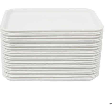 24 pièces plateau repas antidérapant, 36x27 cm en PP blanc, résistant lave-vaisselle, idéal cantine et restauration rapide