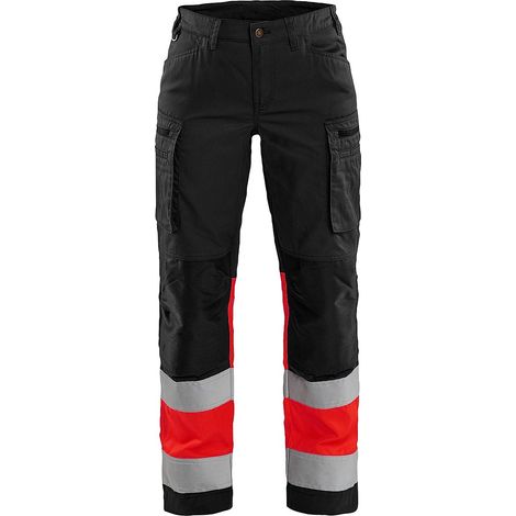 Pantalon de travail stretch haute visibilité femme 7161 - Noir/Rouge fluo XS - FR(34) - SE(C32) - Standards