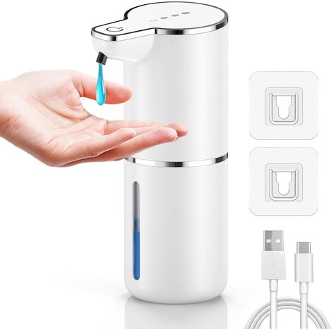 Automatischer, wandmontierter Seifenspender, 400 ml Flüssigseifenspender, USB-C-wiederaufladbarer Motorsensor, mit 4 einstellbaren Geschwindigkeiten, IPX5 wasserdicht, geeignet für Küchen, Badezimmer,