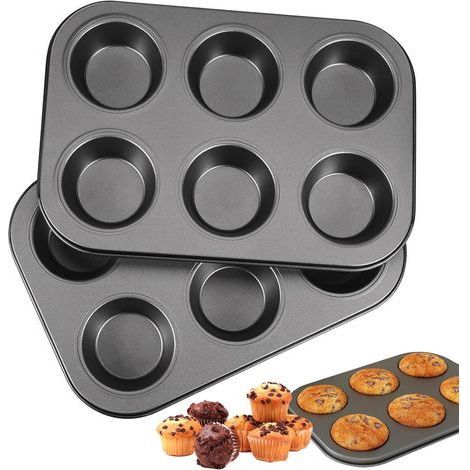 2 Pièces Moules Muffins,26,5 x 18,5 cm Moule a Muffin,Anti-adhésif Moule Muffin,Acier au Carbone Plaque à, Muffins,Réutilisables Moule à Muffin,lavable Muffin Pan,Moule Muffins pour Cupcakes, B (1/4)