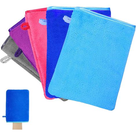 Gants de Toilette en Microfibre, 15 X 20cm, Nettoyage du Visage Doux, Chiffon de Bain en Microfibre en Toison de Corail, Serviette de Visage Réutilisable (5PCS) (1/5)