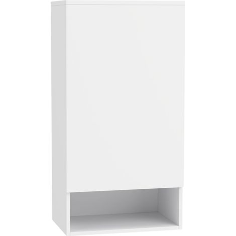 Armoire de salle de bain à montage mural, avec étagères réglables et porte, blanc (1/4)