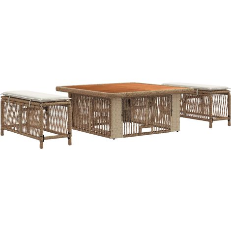 Maison Exclusive - Garten Essgruppe mit Kissen 3 pcs Beige und Cr