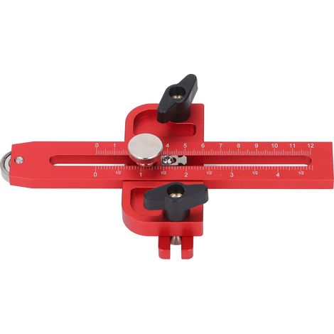 Guide de gabarit de scie à Table avec rouleau, double échelle, localisateur de déchirure fine pour le travail du bois, convient pour fente en T de 3/4x3/8 3/8x1/4 pouces