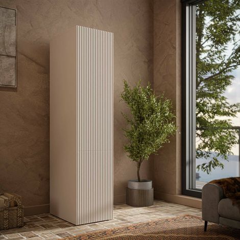 Treville 1-türiger Mehrzweck-Kleiderschrank, Multifunktionselement mit 4 Innenregalen, gerippte Oberfläche, 45 x 56 H 199 cm, beige (1/5)