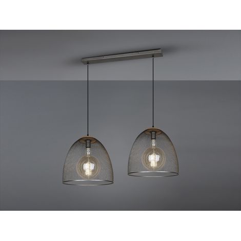 Pendelleuchte IVAR mit 2 Drahtgeflecht Metallschirmen in Silber, Breite 125cm (1/5)