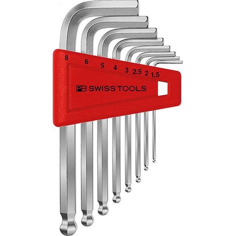 Conjunto llave allen en soporte de plástico 8 unidades 15-8mm Cabezal esférico PB Swiss Tools