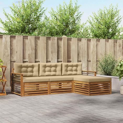 vidaXL Outdoor-Sofagarnitur Natur und Beige 249,5 x 162,5 x 73 cm (1/5)