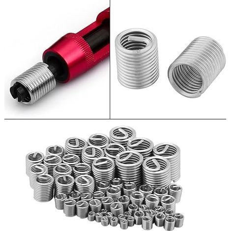 60 Pièces Inserts de Filetage Auto-taraudant, Filets Rapportés Inserts, M3 M4 M5 M6 M8 M10 M12, en Acier Inoxydable (1/5)