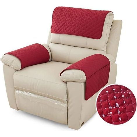Housse D'accoudoir De Canapé, Imperméable Housse D'appui-tête pour Accoudoir de Fauteuil Relax avec Poche, 1 Places Rouge (1/5)