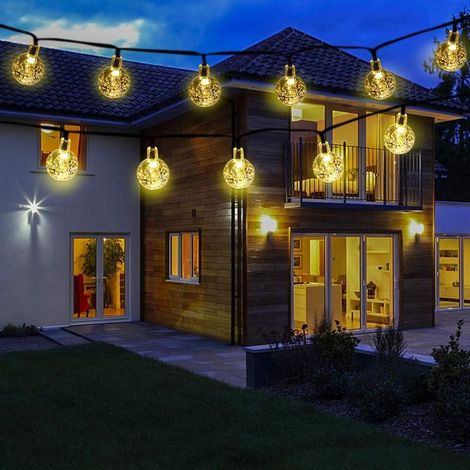 Guirlande Lumineuse Solaire, 7M 50 LED Exterieur Lampe IP65 Imperméable Intérieur Exterieu avec 8 Modes Lampe Solaire Décorative pour Jardin, Patio, Terrasse, Maison, Mariage, Fête,Noël (Blanc Chaud)- (1/4)