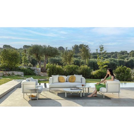 Talenti Salotto Lisa Set Sofa, 2 Poltrone Armchair e Tavolo Caffé D85 Bianco (1/5)