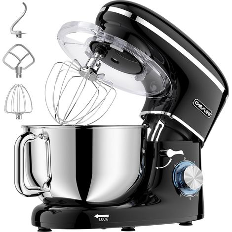 Robot Pâtissier, 2000W Robot Pétrin, 6.2 L Robot de Cuisine Multifonction Faible Bruit avec Bol en Acier inox de,Batteur, Fouet (1/5)
