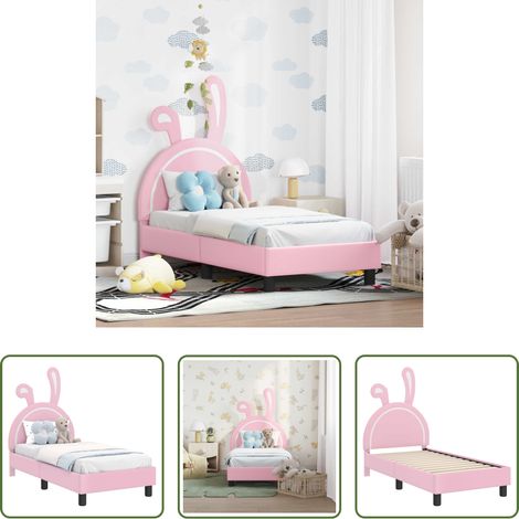 Cadre de lit - Cadre de lit pour tout-petit avec tête de lit Rose 70 x 140 cm (1/5)