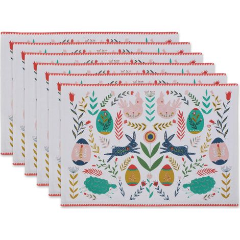 Textiles de Cuisine, Coton, Jardin Folklorique de Pâques, Sets de Table, 13 x 19 (1/5)