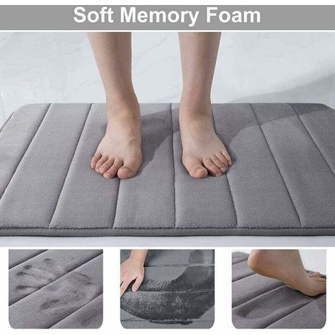 Tapis de toilette en corail polaire, forme U antidérapant et absorbant, tapis de bain salle de bain WC, uni, lavable (1/3)
