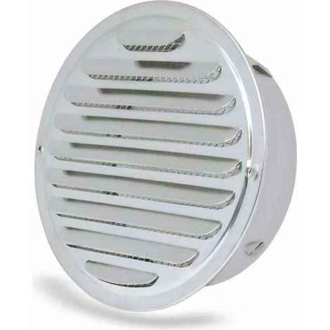 Rejilla de ventilación ZVD - Rejilla de ventilación redonda de acero inoxidable con rejilla y tubo de escape redondo de 100 mm de diámetro. (1/4)
