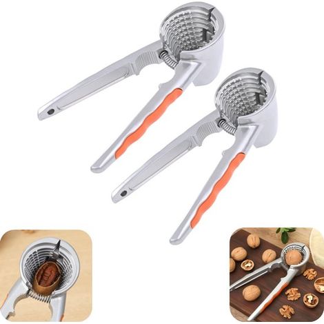 2 Schiaccianoci, Schiaccianoci per Noci, Pinze per Mandorle, Pinze Multi-Misura, Pinze per Nocciole, Accessori da Cucina Antiscivolo per Noci, Mandorle, Noci (arancione, 18 x 6 x 6 (1/5)
