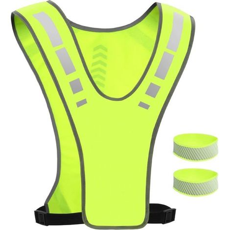 Gilet Réfléchissant Haute Visibilité, Gilet Et Bracelet Réfléchissants, Veste Fluo De Securite, Vêtements Réflecteurs Fluorescent (1/5)