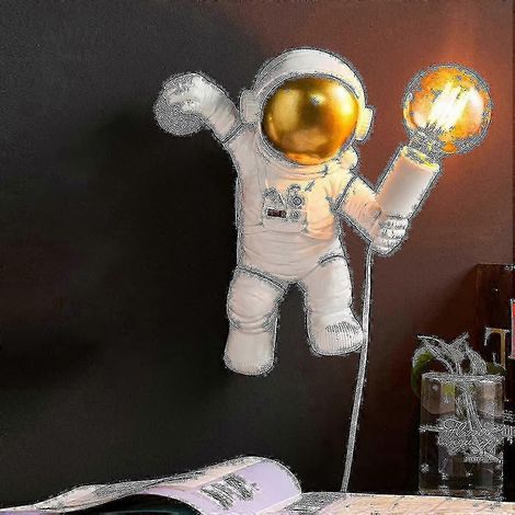 Lampe murale astronaute pour chambre d'enfant avec interrupteur, câble de 1,5 m, douille E27 (1/5)