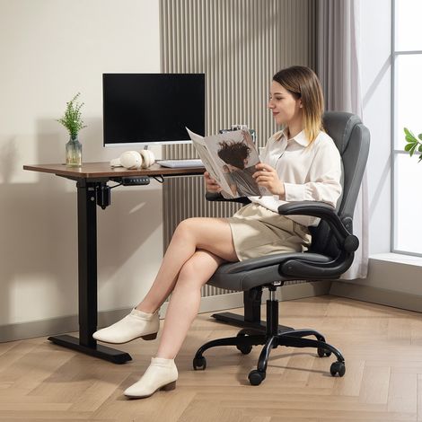 Fauteuil de bureau. chaise bureau ergonomique avec accoudoirs relevables. hauteur réglable. fonction de bascule. gris