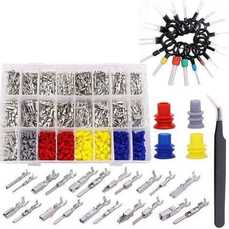 Kit di connettori elettrici per auto – 755 pezzi con 21 tipi di pin (da 1 a 3,5 mm²), terminali automobilistici preassemblati