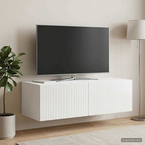 Wandmontierter TV-Schrank Hochglanz Weiß 98 x 41 x 30 cm (1/5)