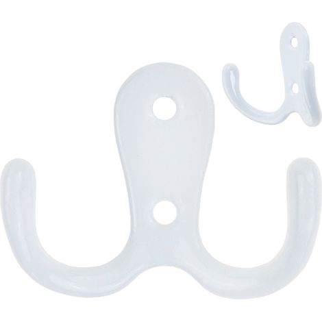 TG67387-1 Kleiderbügel mit Doppelhaken, weißes Metall, für Kleiderschrank, Jacken (1/5)