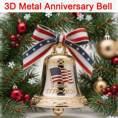 Cloche Commemorative - Cloche De Porte En Metal - Pour Arbre De Noel Et Decoration Patriote - 1776-2026 - Lot De 1 (1/5)