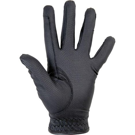 Guanti equitazione in pelle sintetica per adulti traspiranti con interno in pile modello Grip : XS, nero 9100 (1/2)