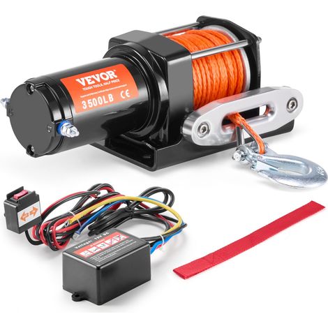 Treuil électrique 1588 kg, 12 V CC treuil pour VTT/UTV avec câble synthétique à 12 brins de Φ0,5 x 1188,7 cm, télécommande à distance filaire, étanche IP55, pour remorquage, bateau, tout-terrain (1/5)