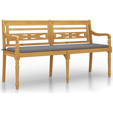Maison Exclusive - Panchina Batavia con Cuscino Grigio 150 cm Legno Massello Teak (1/5)