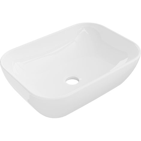 Lavabo cerámico sobre encimera, 45,5x32,5x13,5 cm, Blanco