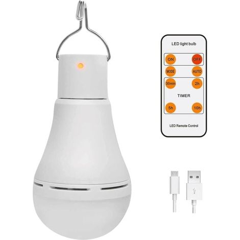 Ampoule rechargeable USB avec télécommande-7W LED dimmable-urgence camping extérieur (1/4)