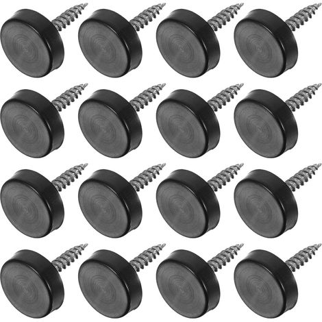 Ensemble de 16 vis à miroir en acier inoxydable avec capuchons décoratifs noirs, durables et (1/5)