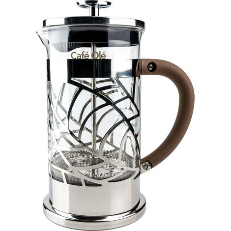 Cafetière à Piston, Acier Inoxydable 18/10, Verre, 0,8L, Argent (1/5)
