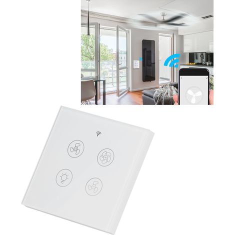 Intelligenter WLAN-Lüfter- und Lichtschalter, kompatibel mit Funkfernbedienung und Sprachsteuerung, 100–250 V, weiß (1/5)